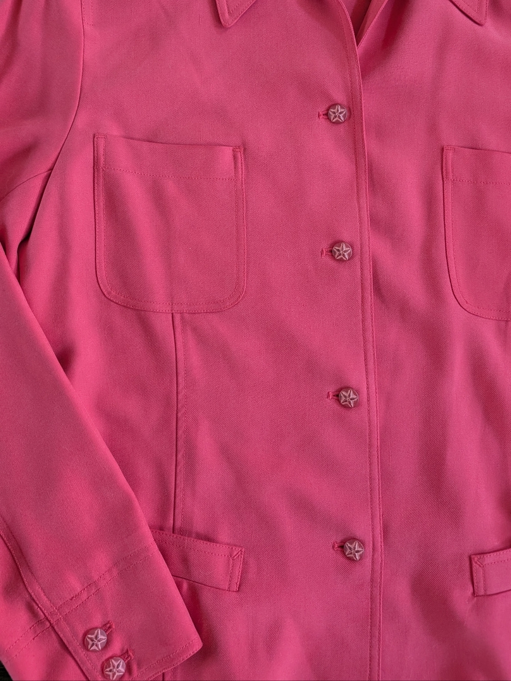 NWT Dana B + Karen Silk Overshirt / Shacket in Coral Pink - Picture 5 of 10